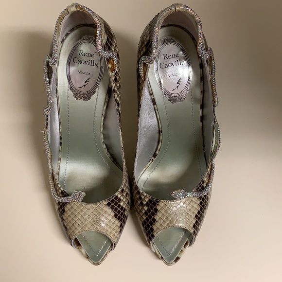 Rene Caovilla python peep toe pump crystals 39 - Picture 6 of 8